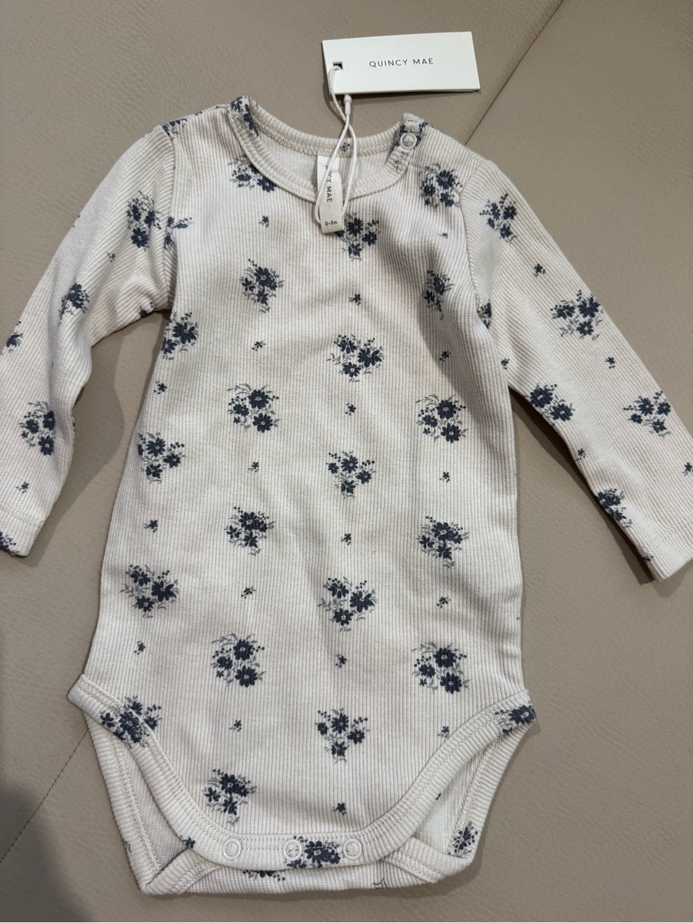 Quincy Mae Cream One-Piece with Navy Floral Print